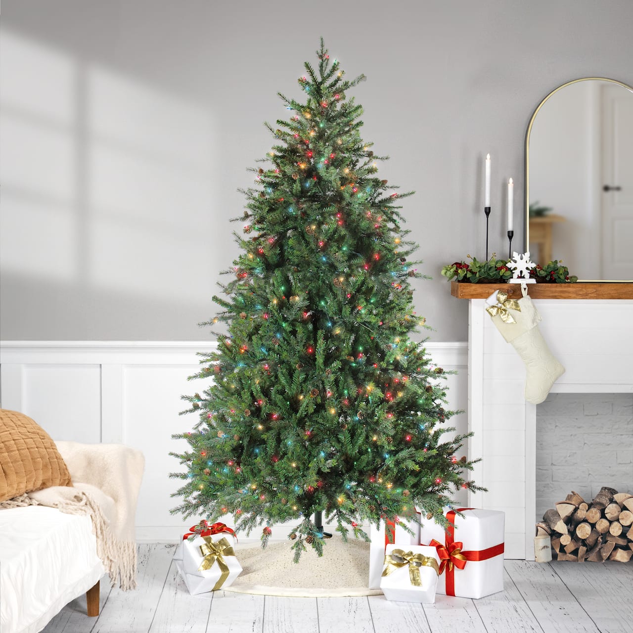 7.5ft. Pre-Lit Real Touch™ Hunter Fir Artificial Christmas Tree, Multicolor Lights